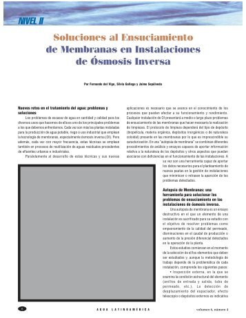 NIVEL II Soluciones al Ensuciamiento de Membranas en ... - BVSDE