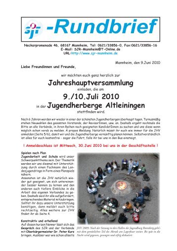 -Rundbrief - MANNHEIMER ° JUGEND ° ONLINE ° - Ferienfreizeiten ...