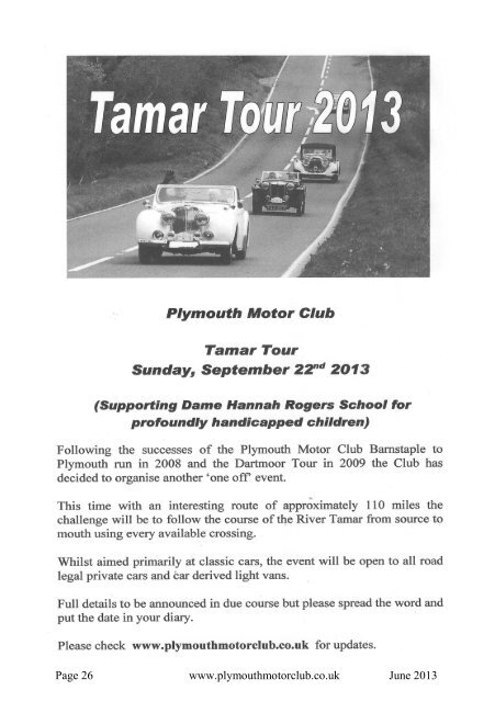 June - Plymouth Motor Club