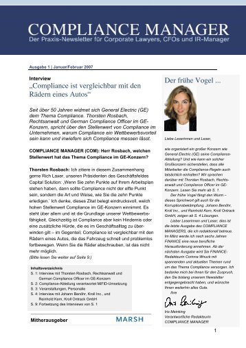 (PDF) | Ausgabe Januar 2007 - Compliance