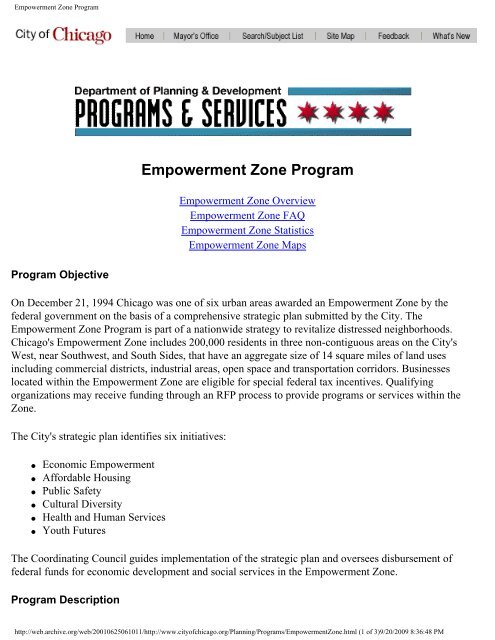 Empowerment Zone Program - Channeling Reality