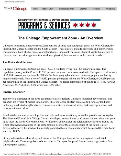Empowerment Zone Program - Channeling Reality