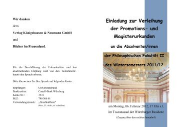 Einladung zur Verleihung der Promotions- und Magisterurkunden