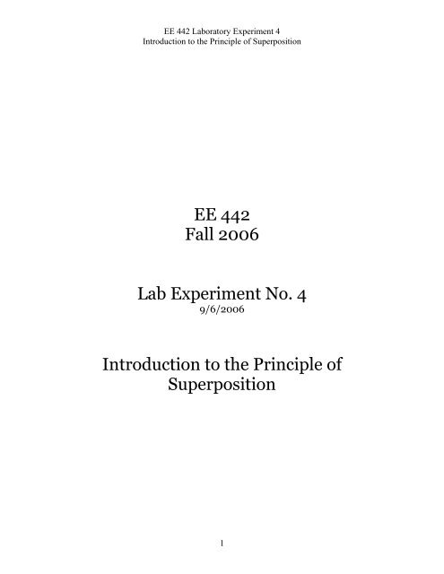 Lab Experiment No. 4: Introduction to the Principle of Superposition