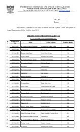 Result Notification of Two Year Livestock Assistant Diploma ... - UVAS