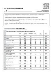GMC Self-assessment questionnaire