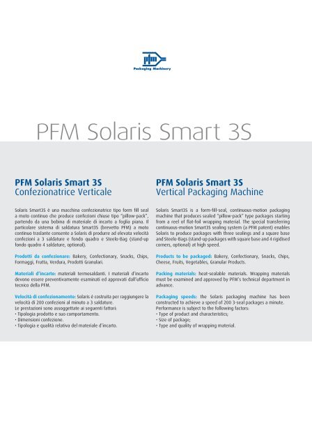 PFM Solaris Smart 3S - Confezionatrice Verticale - Vertical ...