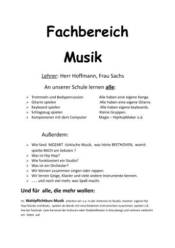 Fachbereich Musik