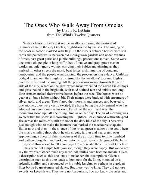 The Ones Who Walk Away From Omelas - Tripod