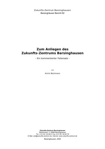 Zum Anliegen des Zukunfts-Zentrums Barsinghausen - Bibliothek