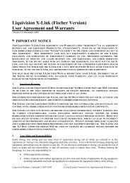 Liquivision X-Link (Fischer Version) User Agreement and Warranty