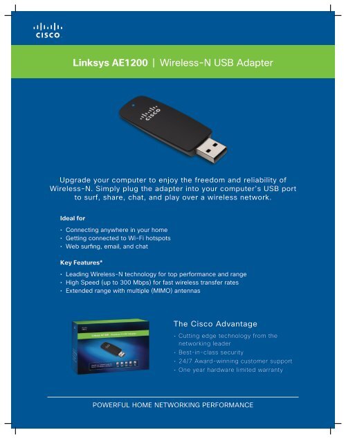 Linksys AE1200 | Wireless-N USB Adapter - MgManager