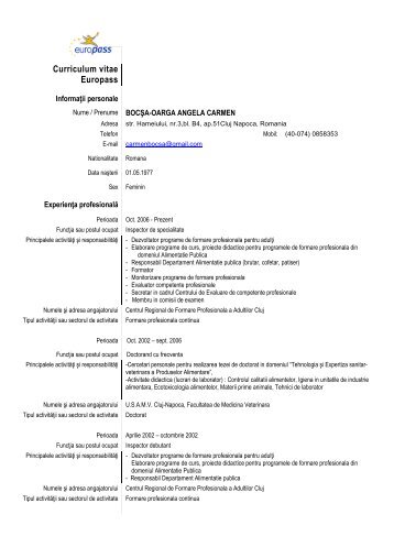 CV- Angela Carmen OARGA - USAMV Cluj-Napoca