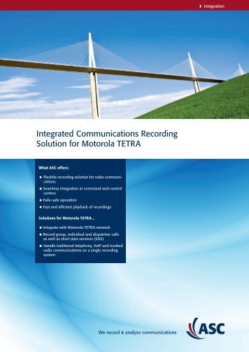 Integrated Communications Recording Solution for ... - ASC telecom