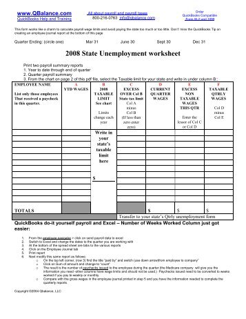 2008 State Unemployment worksheet - QBalance.com