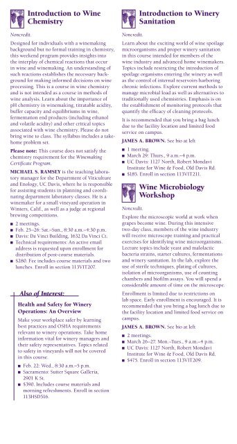 Winemaking and Viticulture Courses - UC Davis Extension