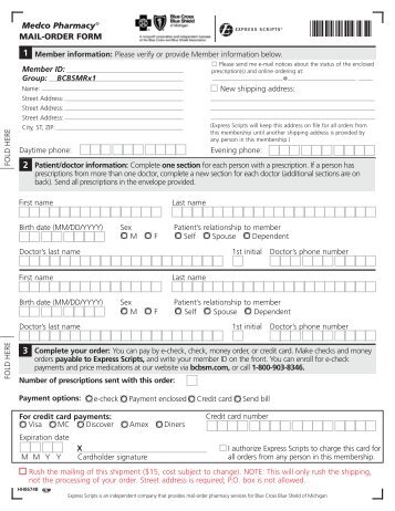 Rx group number BCBSMRX1 prescription drug mail order form (PDF)