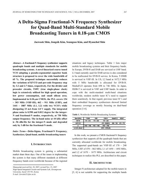 A Delta-Sigma Fractional-N Frequency Synthesizer for Quad ... - JSTS