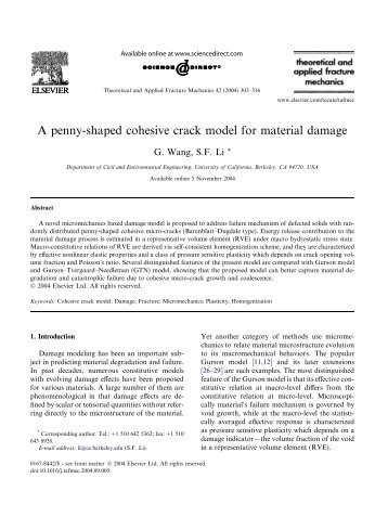 A penny-shaped cohesive crack model for material damage