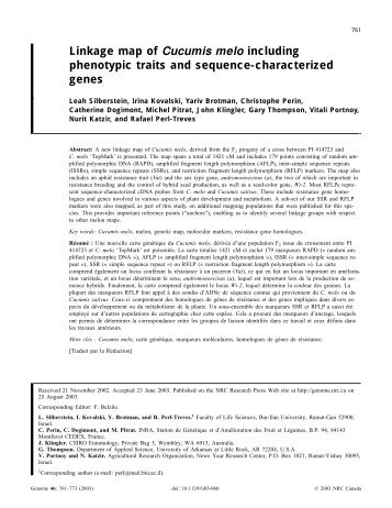 Linkage map of Cucumis melo including phenotypic traits and ...