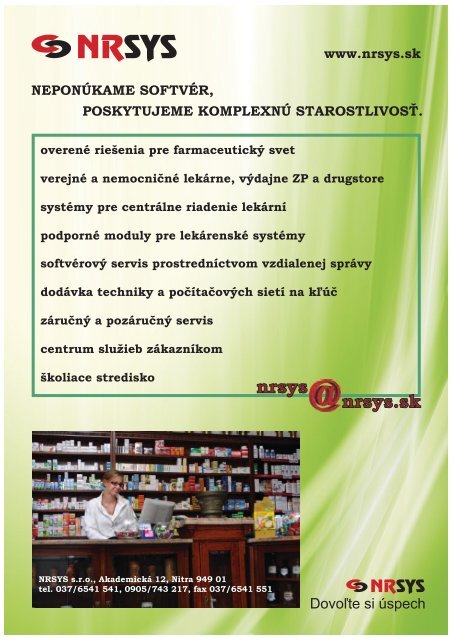 LEkáRnICké LISTy® 7/2012 - Slovenská lekárnická komora