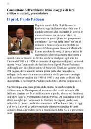 Il prof. Paolo Padoan Conoscitore dell'ambiente lirico di ... - Cavarzere