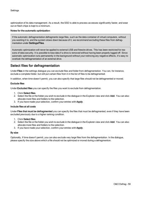 O&O Defrag 17 User's Guide - O&O Software