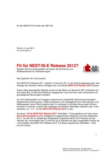 Fit fÃ¼r NEST/IS-E Release 2012? - obt