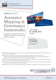 NEW For 2012 Assurance Mapping & Governance ... - MIS Training