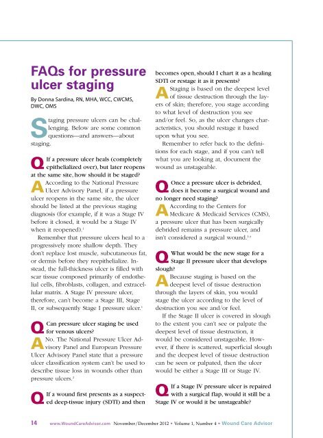 FAQs for pressure ulcer staging - Wound Care Advisor