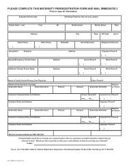 Maternity Pre-admission Form - Pregnancy & Childbirth Home