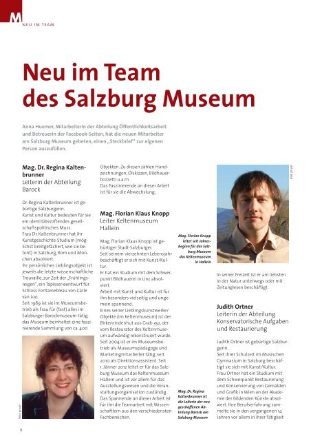 Neu im Team des Salzburg Museum - Salzburger Museumsverein