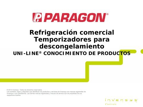 Refrigeración comercial Temporizadores para ... - Invensys Controls