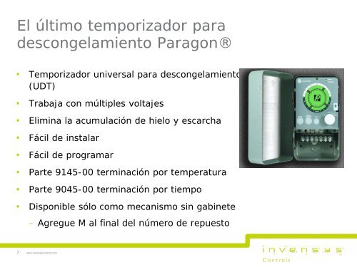 Refrigeración comercial Temporizadores para ... - Invensys Controls