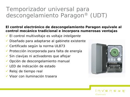 Refrigeración comercial Temporizadores para ... - Invensys Controls