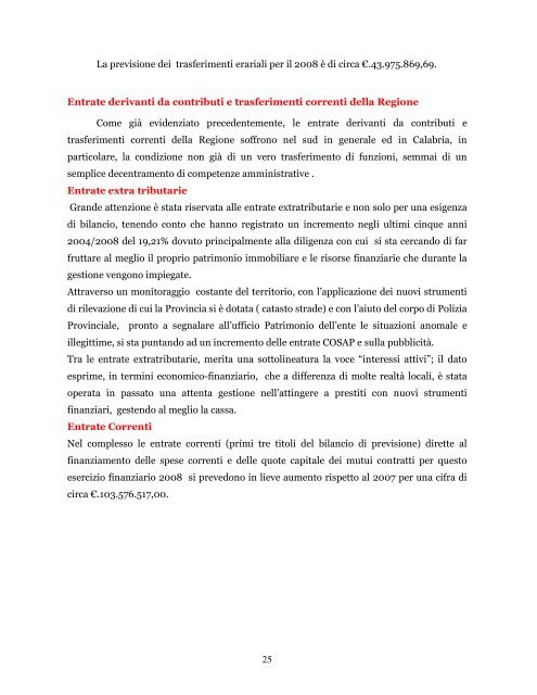 Le relazioni degli Assessori - Provincia di Cosenza