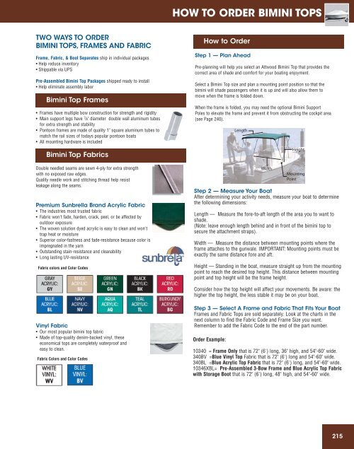 Attwood Boat Cover Sizing Chart