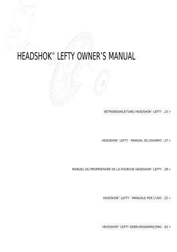 HEADSHOK® LEFTY OWNER'S MANUAL