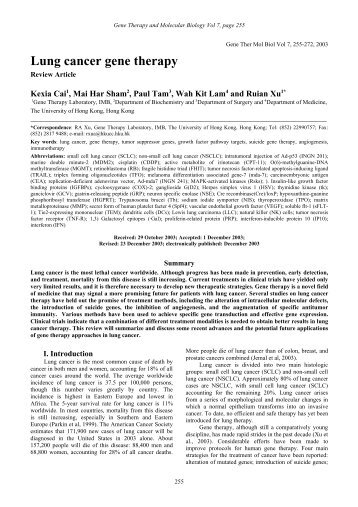 Lung cancer gene therapy - Gene therapy & Molecular Biology