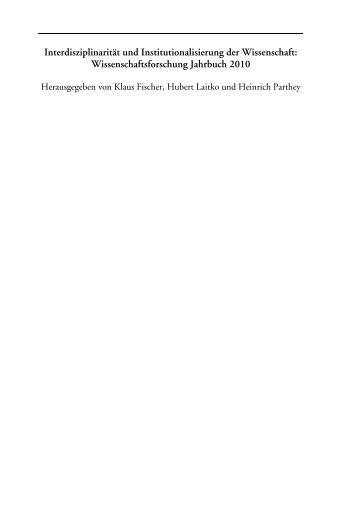 Interdisziplinarität und Institutionalisierung der ... - Heinrich Parthey