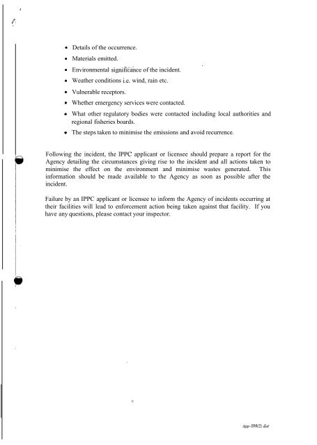 Letter to Applicant Re: Section 99G(2) - Environmental Protection ...