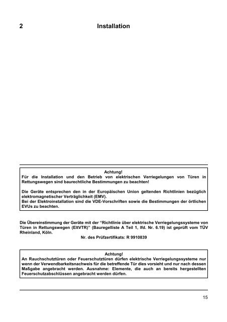 und Installationsanleitung (pdf) - dz-schliesstechnik gmbh