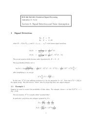 Lecture 8: Signal Detection and Noise Assumption 1 Signal Detection