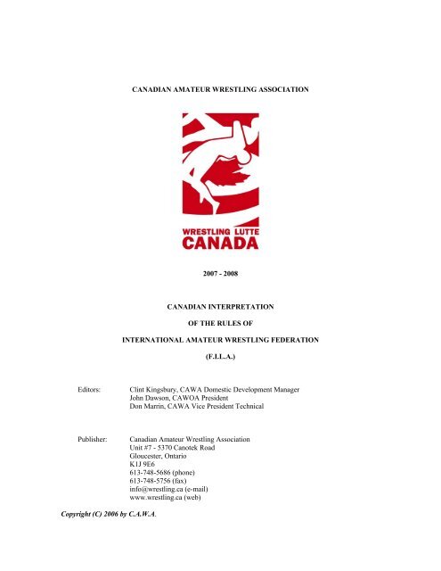 CANADIAN AMATEUR WRESTLING ASSOCIATION 2007 - 2008 ...