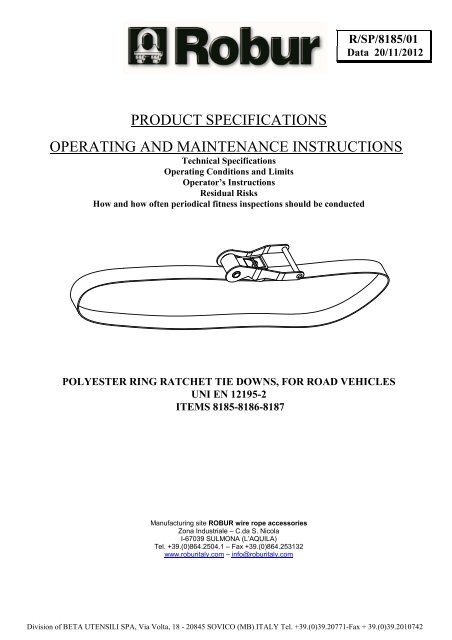 specifica prodotto istruzioni per l'uso e la manutenzione - Robur