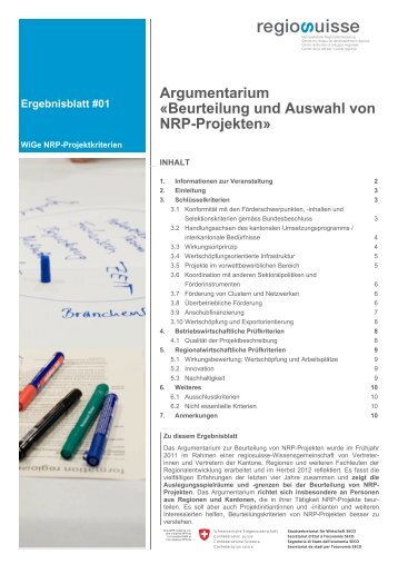 Argumentarium Â«Beurteilung und Auswahl von NRP ... - Regiosuisse