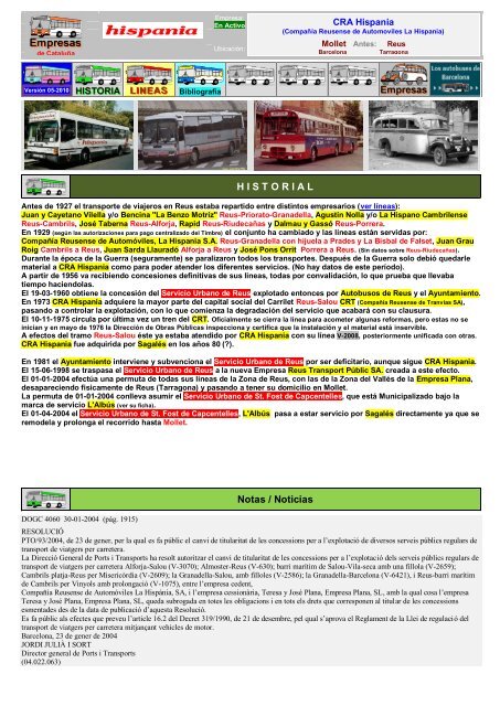 C R A La Hispania SA - Empresas Autobuses Líneas