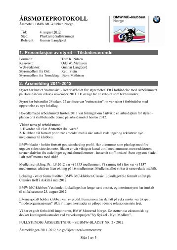 Protokoll2012 - BMW Klubben Norge
