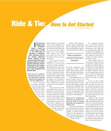 Ride & Tie: How to Get Started - Ride and Tie Association