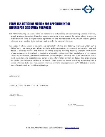 FORM 142. NOTICE OF MOTION FOR APPOINTMENT OF ... - Jams